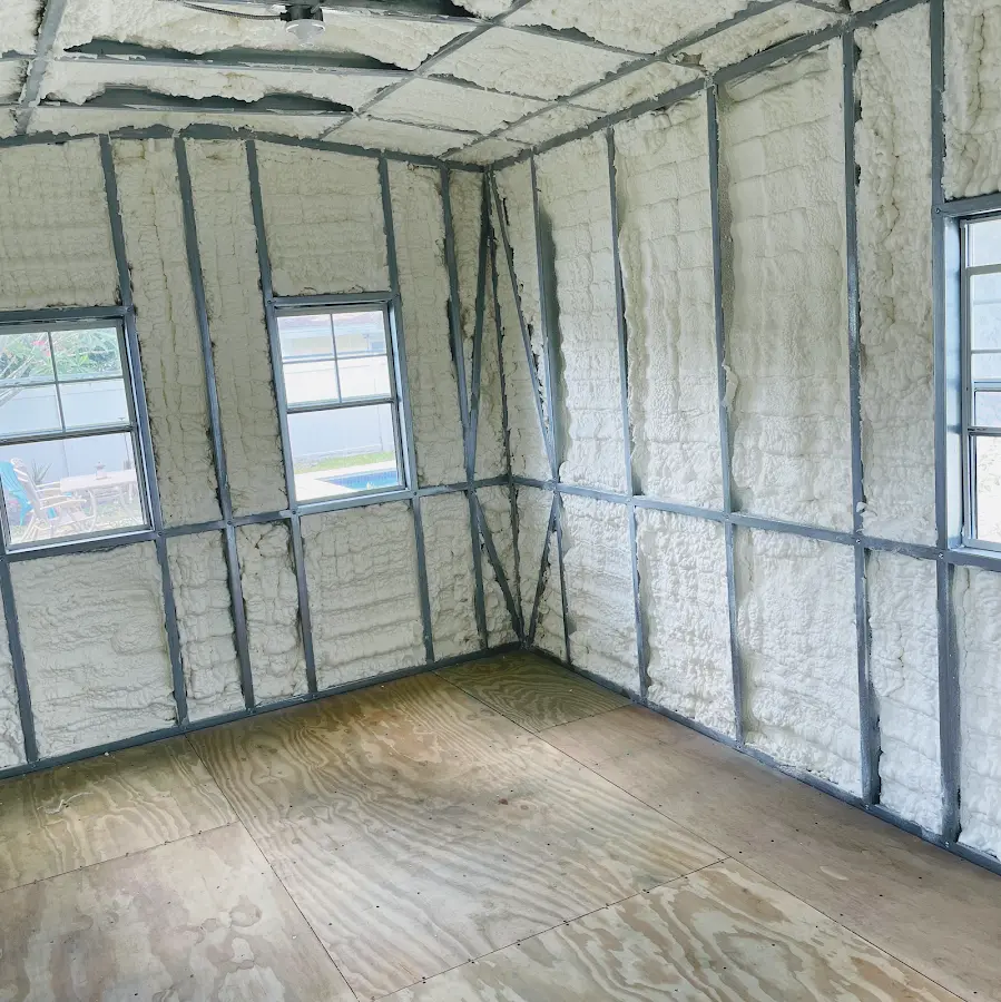 Closed-cell spray foam insulation applied to wall cavities in a residential project in Hanover